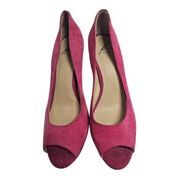 B BRIAN ATWOOD Florencia Suede Peep Toe Heels - Size 10 - Picture 2 of 7